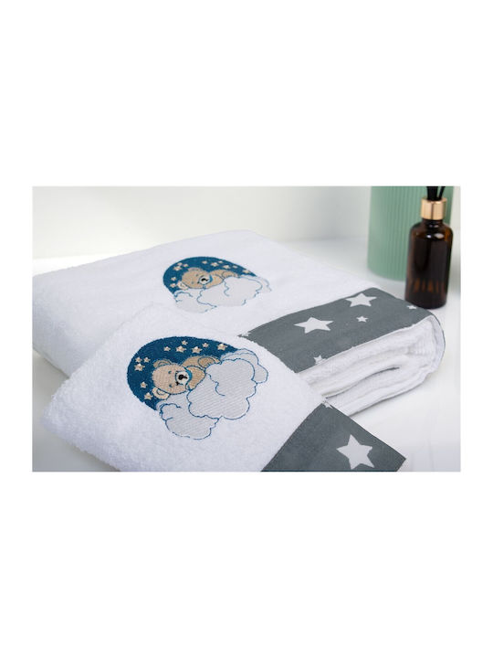 Dimcol Σετ Βρεφικές Πετσέτες 2τμχ Cloudy Bear Βάρους 400gr/m²