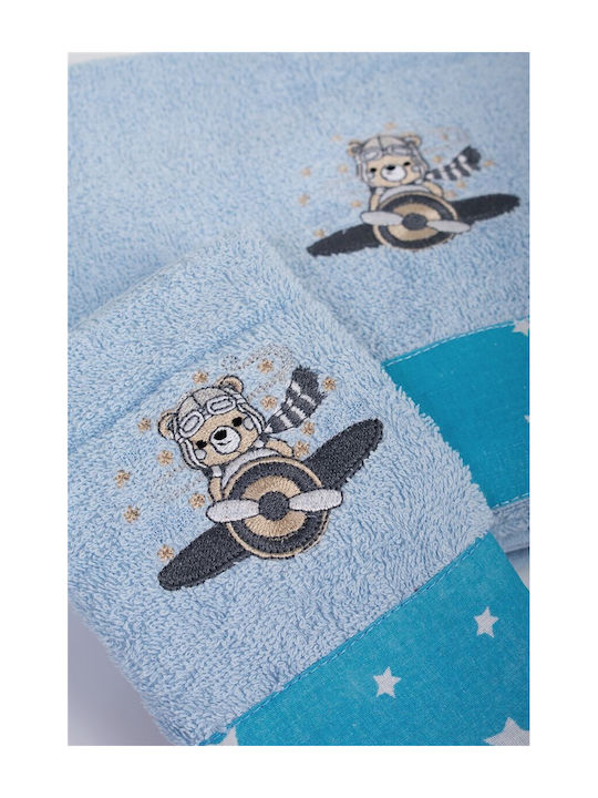Dimcol Set Babyhandtücher 2 Stück Sky Blue Aviator Gewicht 400gr/m²