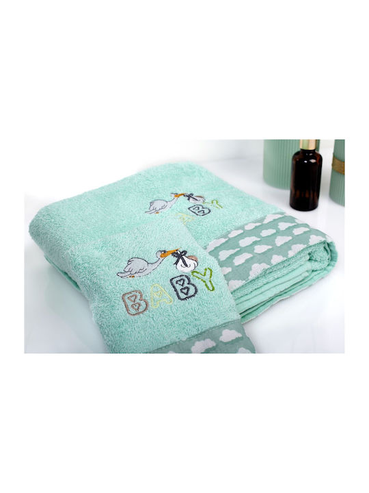 Dimcol Σετ Βρεφικές Πετσέτες 2τμχ Stork Βάρους 400gr/m²