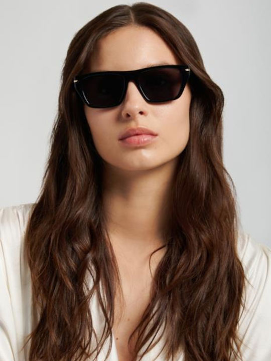 Victoria Beckham Unisex Sonnenbrillen mit Schwarzem Horn umrandetem Rahmen und schwarzen Gläsern