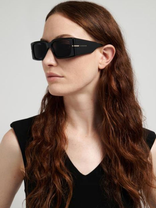 Victoria Beckham Unisex Sonnenbrillen mit Schwarzem Horn umrandetem Rahmen und schwarzen Gläsern