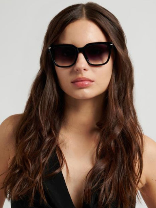 Victoria Beckham Unisex Sonnenbrillen mit Schwarzem Horn umrandetem Rahmen und schwarzen Gläsern