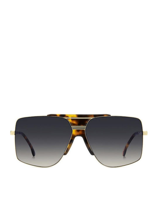 Victoria Beckham Unisex Sonnenbrillen mit Blauem Metallischem Rahmen und Blauen Gläsern