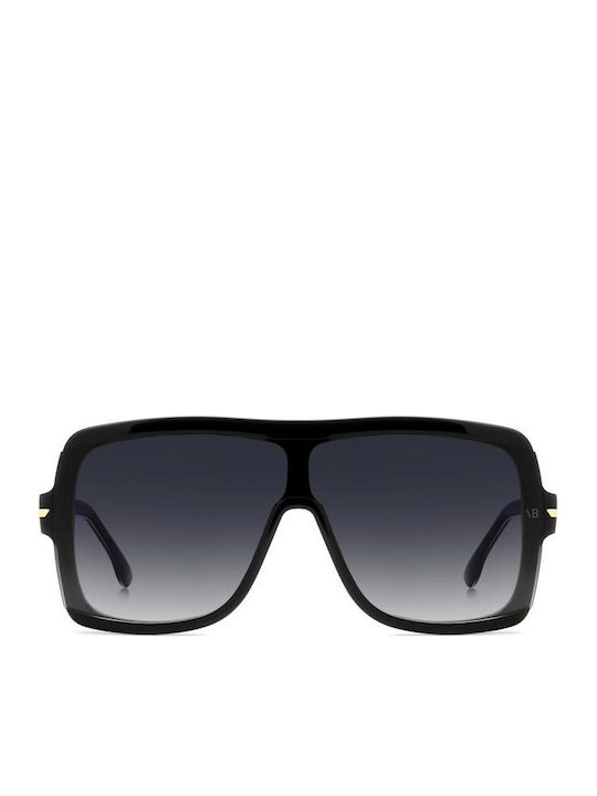 Victoria Beckham Unisex Sonnenbrillen mit Schwarzem Horn umrandetem Rahmen und schwarzen Gläsern