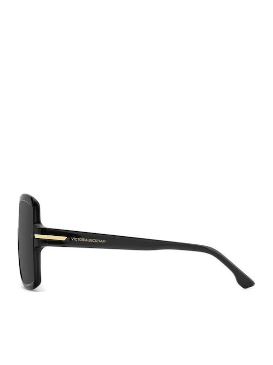 Victoria Beckham Unisex Sonnenbrillen mit Schwarzem Horn umrandetem Rahmen und schwarzen Gläsern