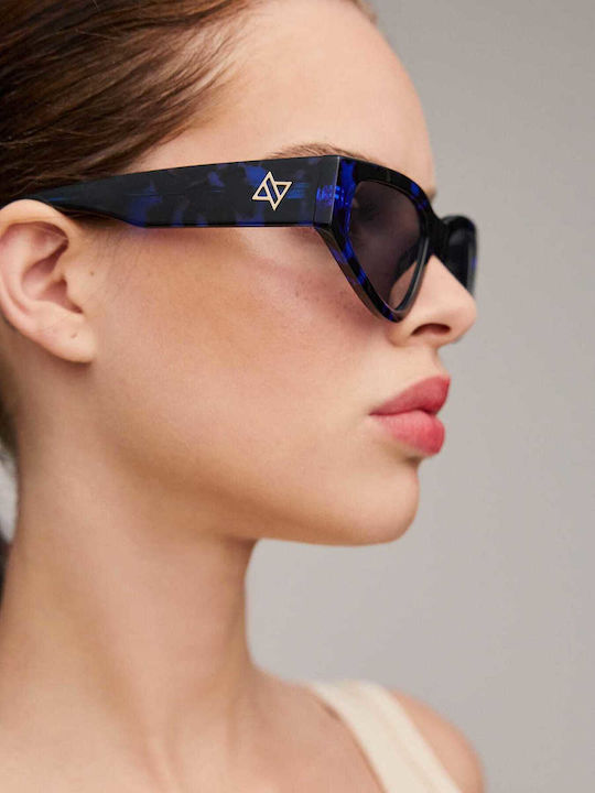 AV Sunglasses Melania Unisex Sunglasses with Brown Horn-Rimmed Frame and Gray Lenses 122-MELANIA Blue