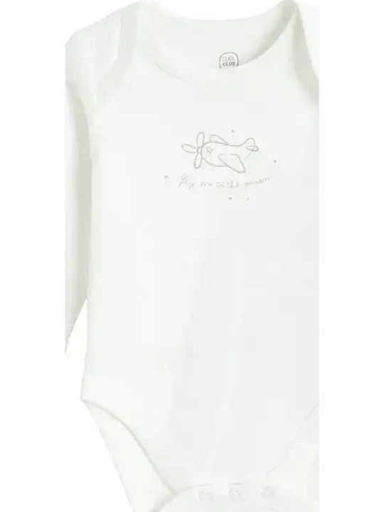 Cool Club Baby Bodysuit Set Long-Sleeved with Pants White, Light Blue, Beige 3pcs