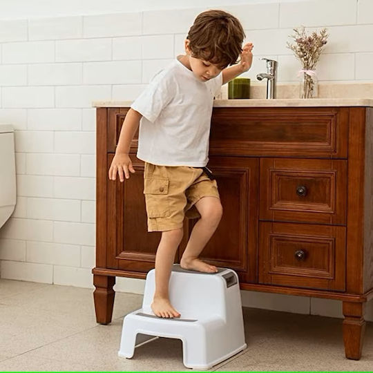 Scăunel Două Trepte Wc Booster Little Mom Gri Multifuncțional Toaletă Baie Bucătărie Scăunel Treaptă Suport Ergonomic Mânere Stabil Bază Antiderapantă Dimensiune 36 X 30.5 X 26.5 Cm