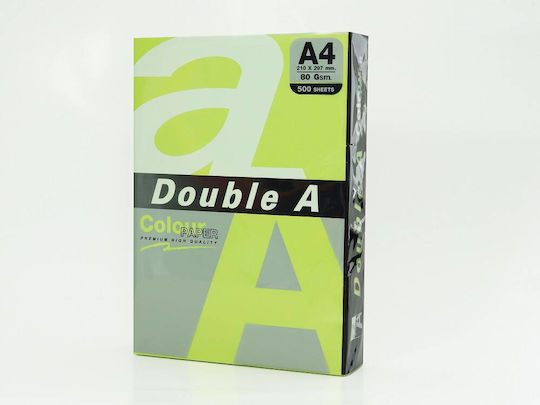 Double A Цветна Копирна Хартия A4 75gsm 500 Листа Пакет Double A Неонова Зелена