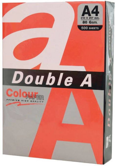 Double A Colored Paper Copier A4 80gsm 500 Sheets Ream Double A Intense Red