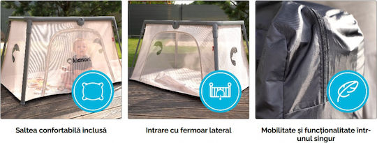 Kidnort Loc de joacă cu Saltea Gri 63.2x77cm