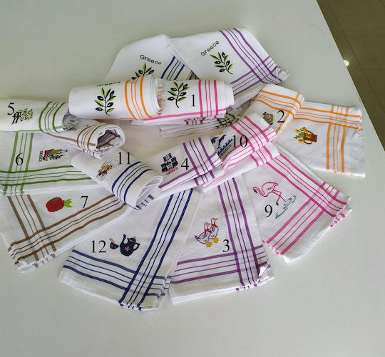 Kitchen Towel 45x65cm Embroidery Waffle Blue Home & Style White Green Olive-6 Kitchen Towel 45x65cm Embroidery Waffle Blue Home & Style White Green Olive-6
