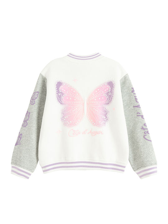 Kids Sweatshirt Cardigan Grey White