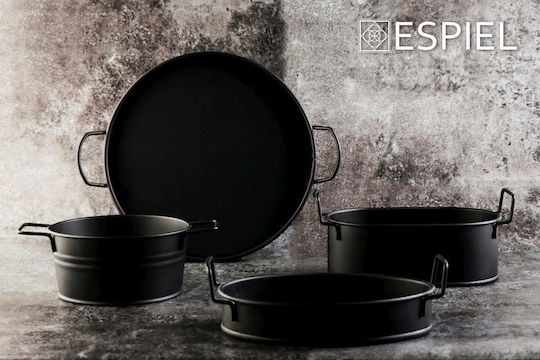 Espiel Metal Rotund Tavă de Servire cu Mânere în Culoare Negru 46x38x6.5cm TEM102 1buc