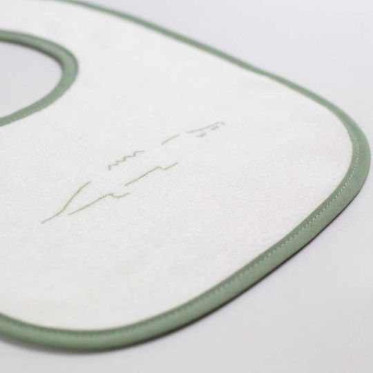 Trois Kilos Sept Waterproof Fabric Baby Bib with Hoop & Loop Fastener Green for 4 m+ 6 Pieces