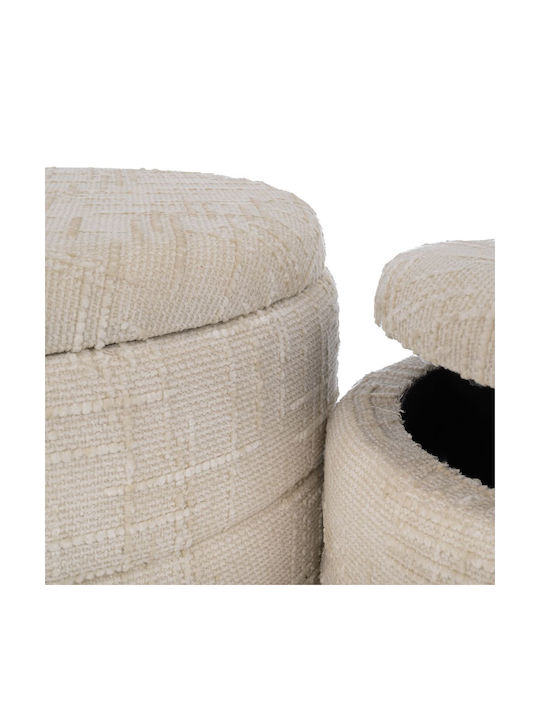 Stool For Living Room With Storage Space Upholstered with Fabric Graphite 48x48x40cm
