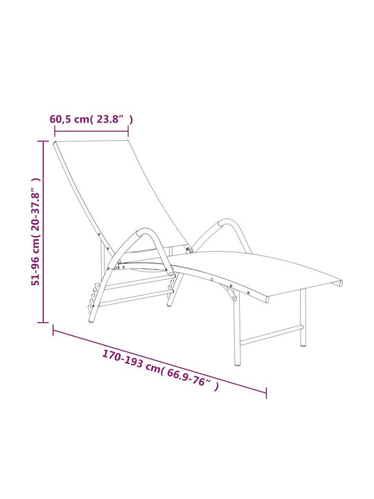 Deckchair Aluminum with Textilene Fabric Black 170x60.5x69cm.