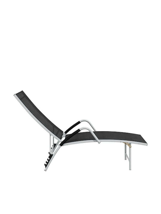 Deckchair Aluminum with Textilene Fabric Black 170x60.5x69cm.