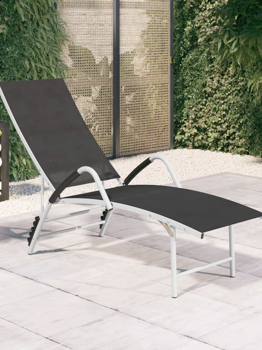 Deckchair Aluminum with Textilene Fabric Black 170x60.5x69cm.