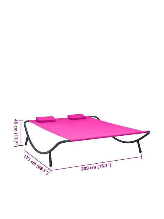 Liegestuhl-Bett Doppel Aluminium mit Textilene-Stoff Pink 200x173x45cm.