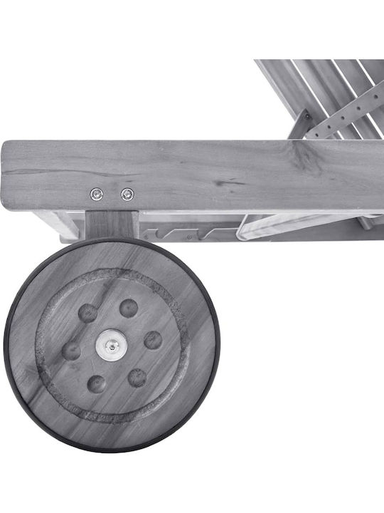 Ξαπλώστρα Ξύλινη με Ρόδες Γκρι Πατίνα 199x59x30εκ.