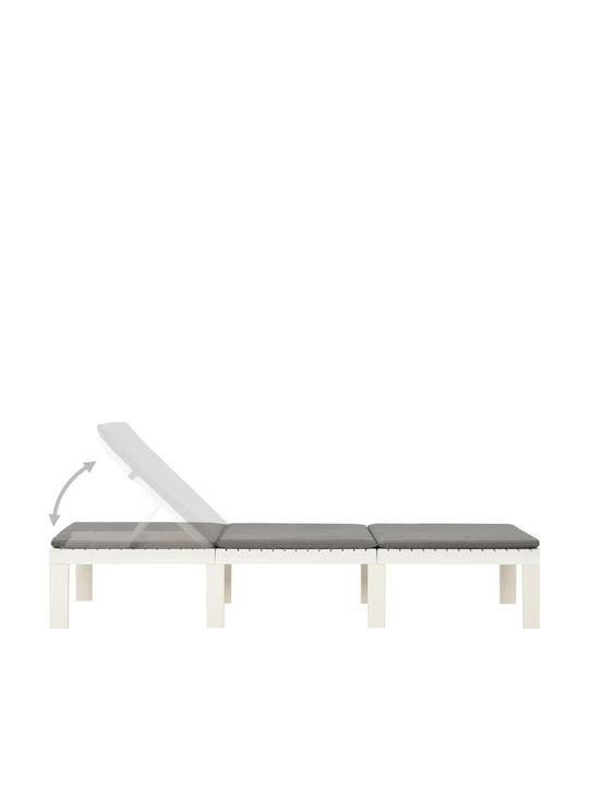 Șezlong Plastic Cu Pernă Albă 195x65x32cm