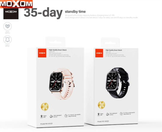 Moxom Mx-wh25 Smartwatch 2.01” Calls GPS 100+ Sport Modes Waterproof 10m & Health Tracker Black