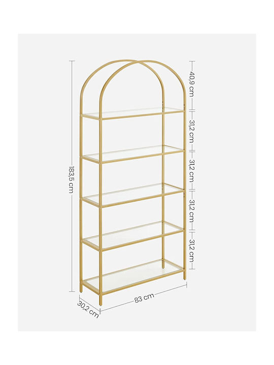 Bibliotecă Culoare Aurie 81.28x30.48x182.88cm