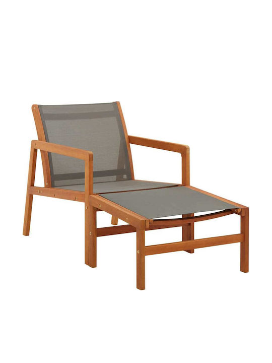 Deckchair Wooden with Textilene Fabric Gray 133x60x77.5cm.