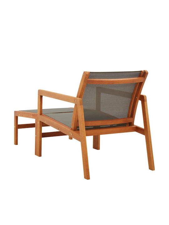 Deckchair Wooden with Textilene Fabric Gray 133x60x77.5cm.