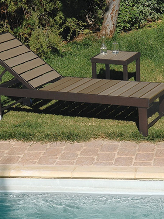 Șezlong aluminiu maro 196x63x38cm