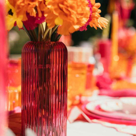 Beauty Home Decorative Vase Glass Zoé Pink Y20cm