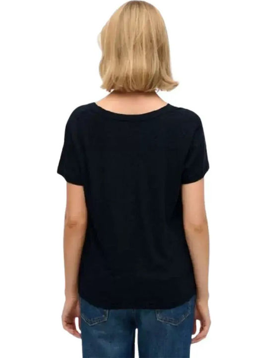 Superdry D1 Stud Studios Slub Emb Vee T-Shirt Schwarz