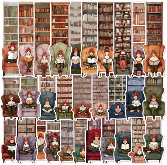 Set 30 Cardboard Bookmarks Reading Enthusiasts Library Face Design Multicolored Brown 14 X 4 Cm