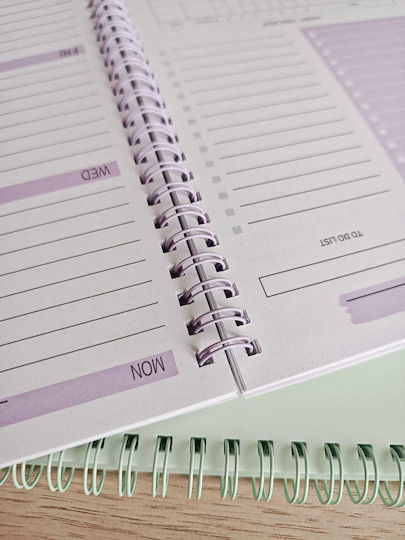 Obro Spiral Planer Agenda Wöchentlich Organisation Gewohnheitstracker To-do-Liste Lila A5