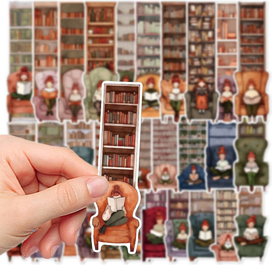 Set 30 Cardboard Bookmarks Reading Enthusiasts Library Face Design Multicolored Brown 14 X 4 Cm