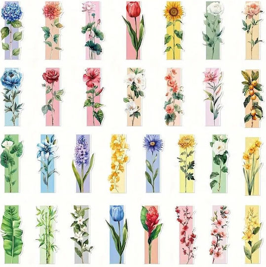 Set 30 Cardboard Bookmarks Reading Enthusiasts Floral Pattern Multicolor 13 X 5 Cm