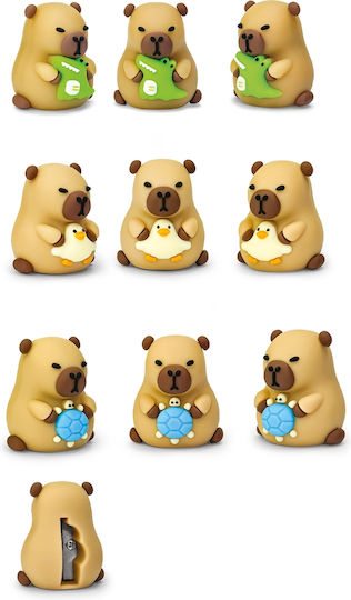 Becappy Capibara Pencil Sharpener One Hole – Made Soft Plastic 3 Assorted Designs 24 Pcs Display