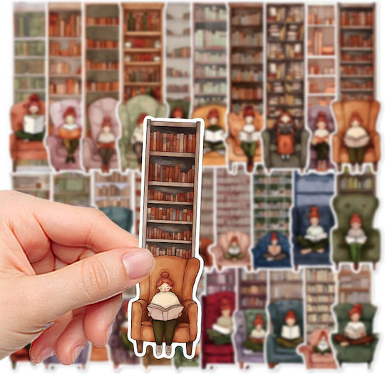 Set 30 Cardboard Bookmarks Reading Enthusiasts Library Face Design Multicolored Brown 14 X 4 Cm