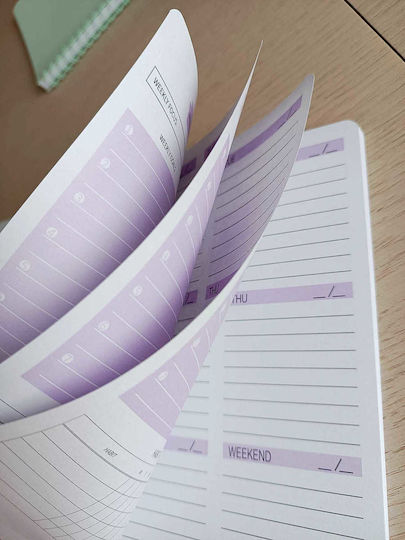 Obro Spiral Planer Agenda Wöchentlich Organisation Gewohnheitstracker To-do-Liste Lila A5