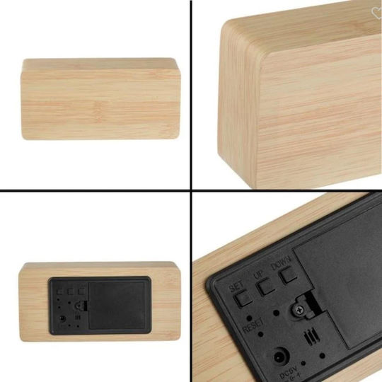 Uncle George Wooden Digital LED Table Clock with Alarm Beige 01.06.04-0004-MPEZ (Various Colors)