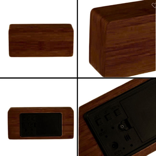 Uncle George Wooden Digital LED Table Clock with Alarm Brown 01.06.04-0004-BRWN (Various Colors)