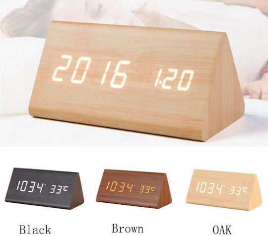 Uncle George Wooden Digital LED Table Clock with Alarm Brown 01.06.04-0005-BRWN (Various Colors)