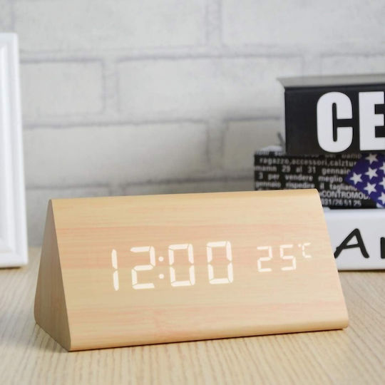 Uncle George Wooden Digital LED Table Clock with Alarm Beige 01.06.04-0005-MPEZ (Various Colors)