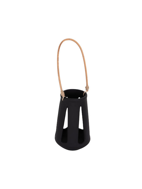 HomeMarkt Erantyl Rattan Lantern Tabletop Black 10x10x10cm