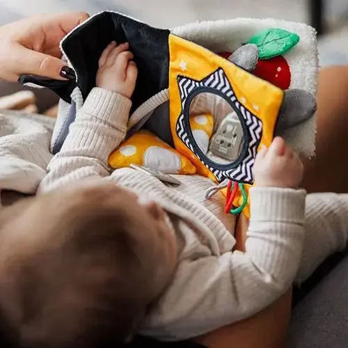Babyono Activity Book Contrast Book Mouse Fabric with Sounds for Newborns