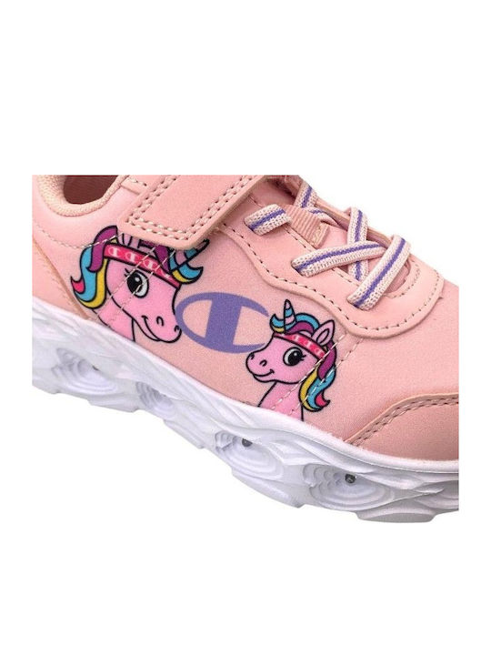 Kinder Sneakers mit Klettverschluss & Lichtern Rosa