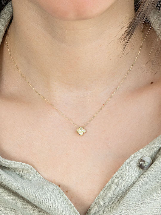 Kiriakos Gofas Women's Gold Cross 9K Double Sided with Chain