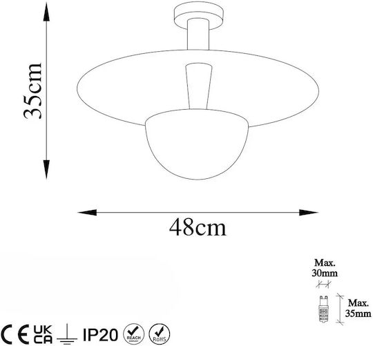 Dizkomorfo Monofoto Deckenleuchte Antike 28cmx26cm