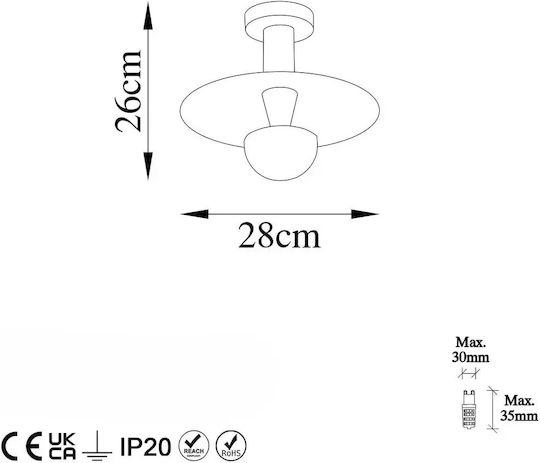Dizkomorfo Monofoto Deckenleuchte Antike 28cmx26cm